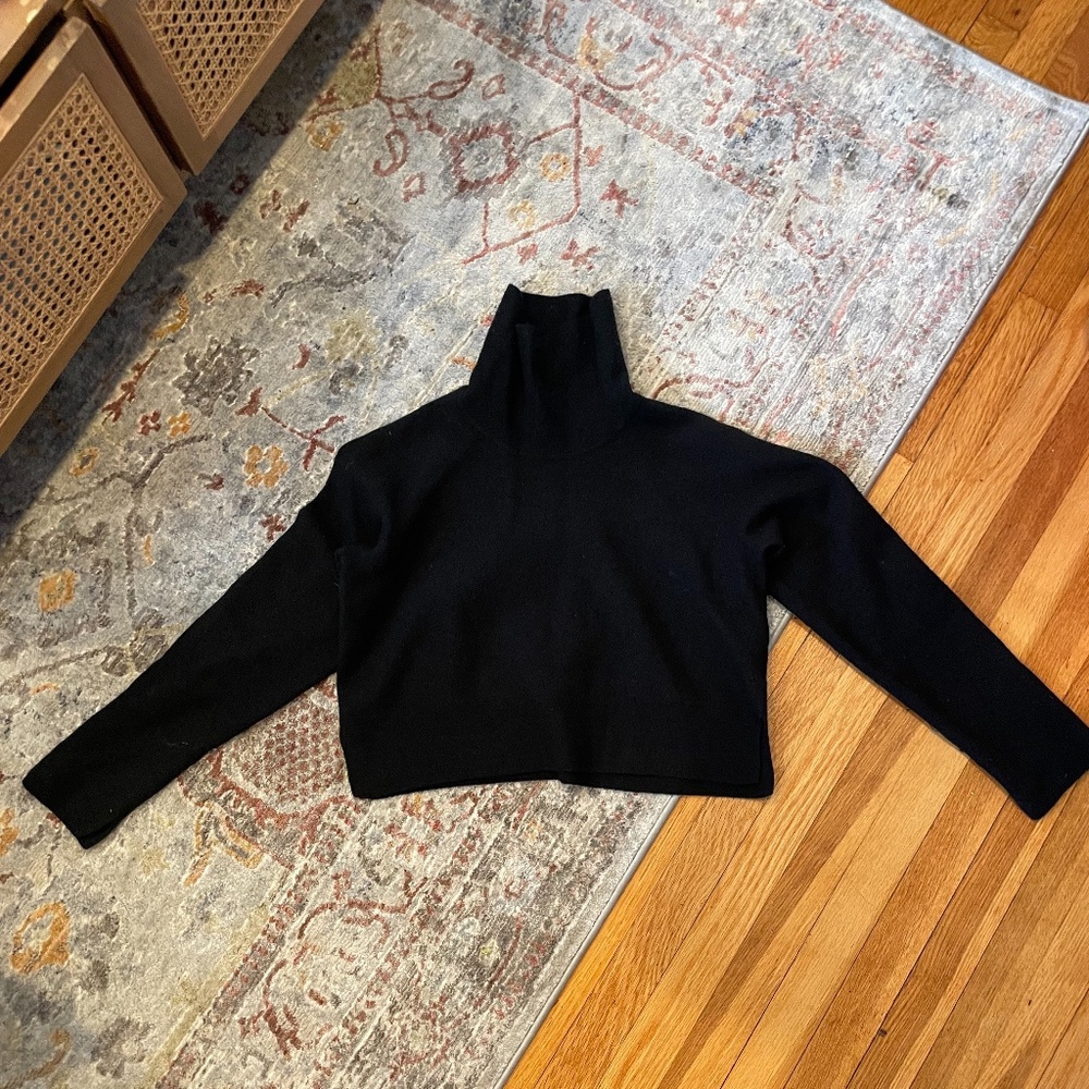 All Saints Merino Wool Black cropped sweater